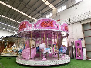 Pink cartoon carousel ride