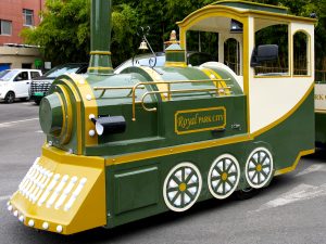 Green Open-Top Trackless Train